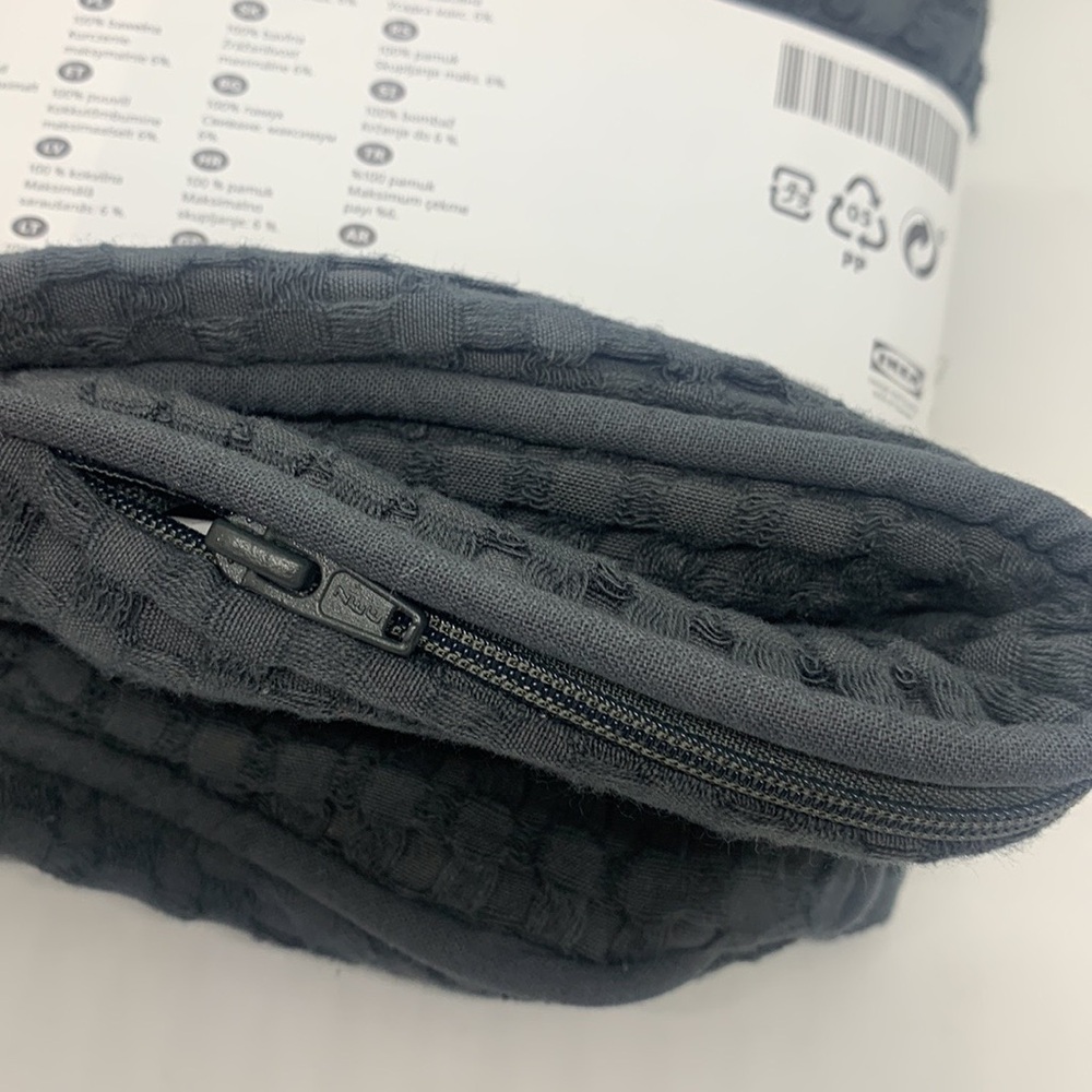 IKEA NEW (2) Vareld Pillow Cushion Cover Gray 20x20" Cotton Dense Waffle Zipper - Picture 5 of 5